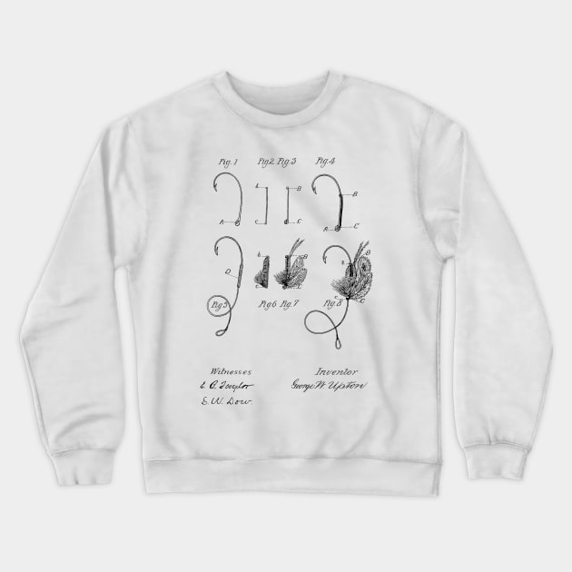 Fishing Fly Vintage Patent Hand Drawing Crewneck Sweatshirt by TheYoungDesigns